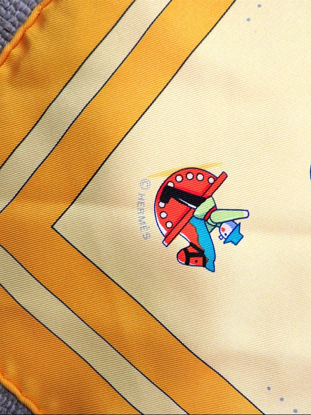 Hermes Yellow Scarf with Multicolor Rocking Horse Motif - Picture 9 of 11